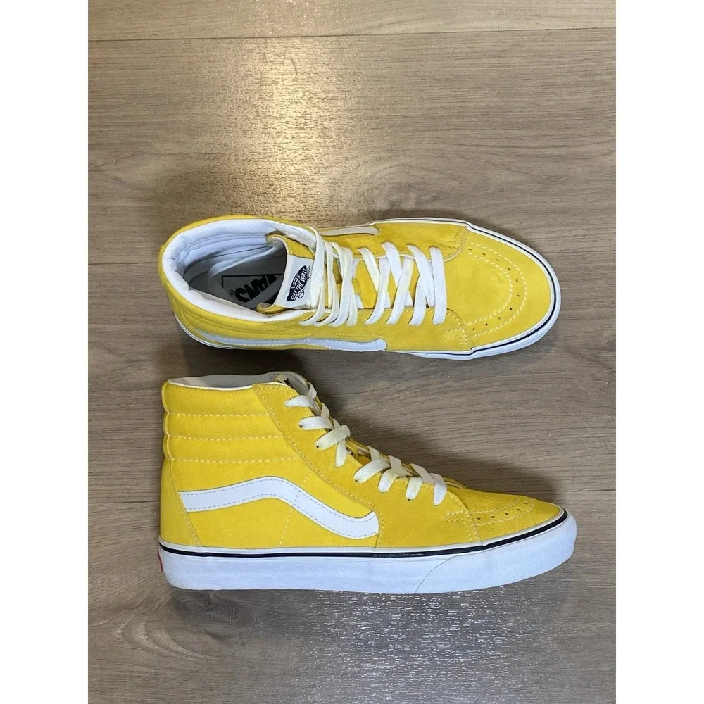 Vans Sk8-Hi Cyber Yellow Suede Canvas Skateboarding Shoes Unisex 8.5 M / 10 W